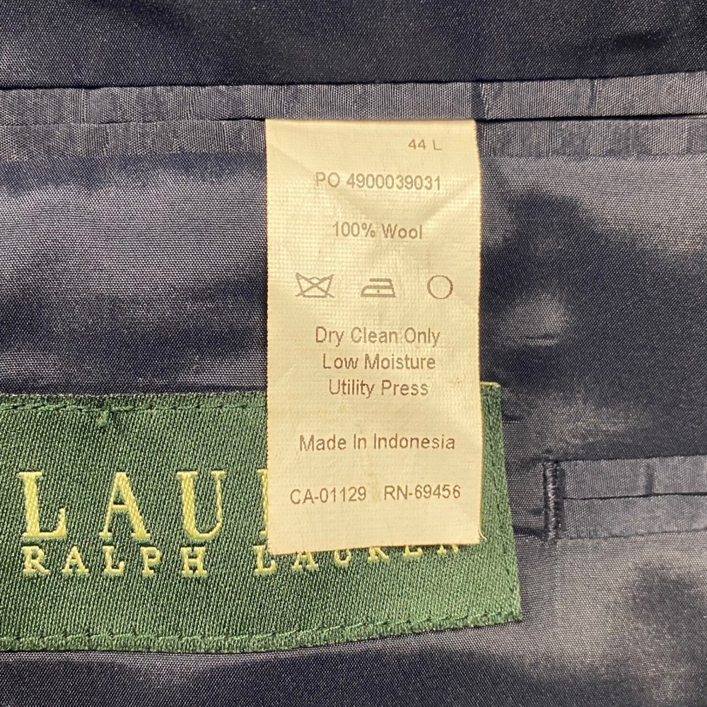 Lauren Ralph Lauren Mens 44L Navy Blue 100% Wool Blazer Gold Crown Buttons 44 L - Picture 6 of 15
